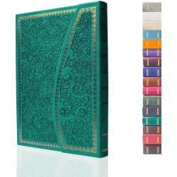 VICTORIA'S JOURNALS Journal magnétique, carnet vintage sculpté en similicuir avec couverture rigide, pages lignées, ruban marque