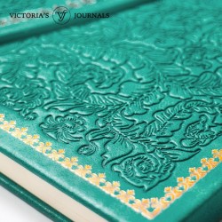 VICTORIA'S JOURNALS Journal magnétique, carnet vintage sculpté en similicuir avec couverture rigide, pages lignées, ruban marque