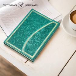 VICTORIA'S JOURNALS Journal magnétique, carnet vintage sculpté en similicuir avec couverture rigide, pages lignées, ruban marque