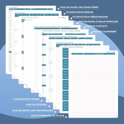 Agenda semainier 2025-2026, format A4 (29 x 21,7 cm), calendrier à livres sur 18 mois (juillet 2025 - décembre 2026), classeur à