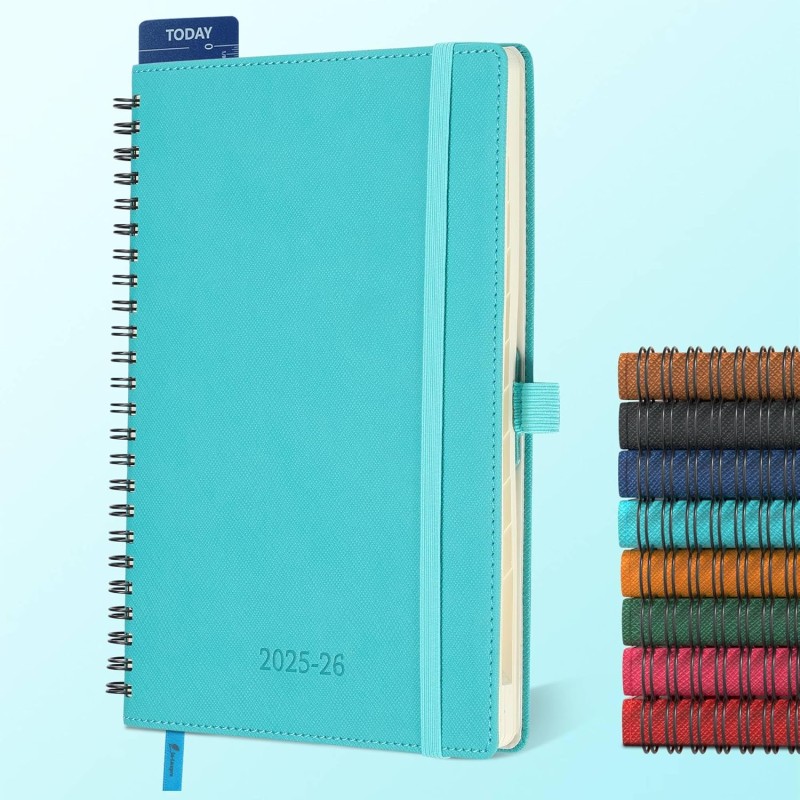 Agenda semainier 2025 2026, format A5 (21,9 x 16,4 cm), calendrier livre de 18 mois (juillet 2025 à décembre 2026), classeur à a