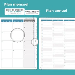 Agenda semainier 2025 2026, format A5 (21,9 x 16,4 cm), calendrier livre de 18 mois (juillet 2025 à décembre 2026), classeur à a