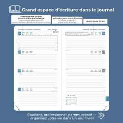 Agenda semainier 2025 2026, format A6 (16,6 x 9,7 cm), calendrier livre de 18 mois (juillet 2025 à décembre 2026), classeur à an
