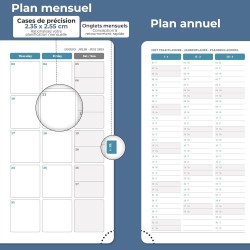 Agenda semainier 2025 2026, format A6 (16,6 x 9,7 cm), calendrier livre de 18 mois (juillet 2025 à décembre 2026), classeur à an