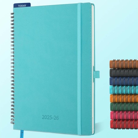 Agenda semainier 2025 2026, format A4 (29 x 21,7 cm), calendrier à livres sur 18 mois (juillet 2025 à décembre 2026), classeur à