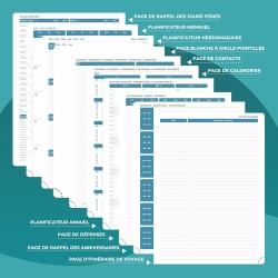 Agenda semainier 2025 2026, format A4 (29 x 21,7 cm), calendrier à livres sur 18 mois (juillet 2025 à décembre 2026), classeur à