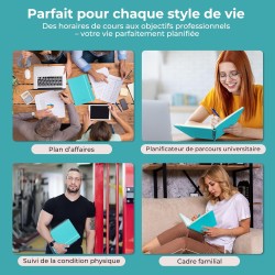 Agenda semainier 2025 2026, format A4 (29 x 21,7 cm), calendrier à livres sur 18 mois (juillet 2025 à décembre 2026), classeur à