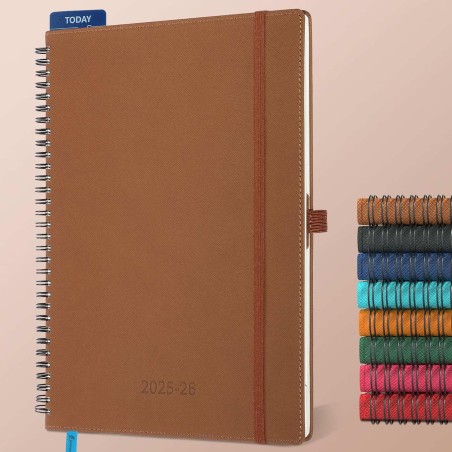 Agenda semainier 2025 2026, format A4 (29 x 21,7 cm), calendrier à livres sur 18 mois (juillet 2025 à décembre 2026), classeur à