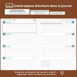 Agenda semainier 2025 2026, format A4 (29 x 21,7 cm), calendrier à livres sur 18 mois (juillet 2025 à décembre 2026), classeur à