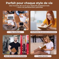 Agenda semainier 2025 2026, format A4 (29 x 21,7 cm), calendrier à livres sur 18 mois (juillet 2025 à décembre 2026), classeur à