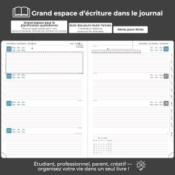 Agenda semainier 2025 2026, format A4 (29 x 21,7 cm), calendrier à livres sur 18 mois (juillet 2025 à décembre 2026), classeur à
