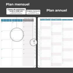 Agenda semainier 2025 2026, format A4 (29 x 21,7 cm), calendrier à livres sur 18 mois (juillet 2025 à décembre 2026), classeur à