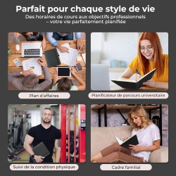 Agenda semainier 2025 2026, format A4 (29 x 21,7 cm), calendrier à livres sur 18 mois (juillet 2025 à décembre 2026), classeur à