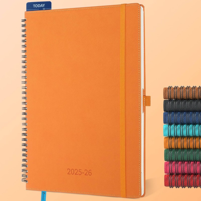 Agenda semainier 2025 2026, format A4 (29 x 21,7 cm), calendrier à livres sur 18 mois (juillet 2025 à décembre 2026), classeur à