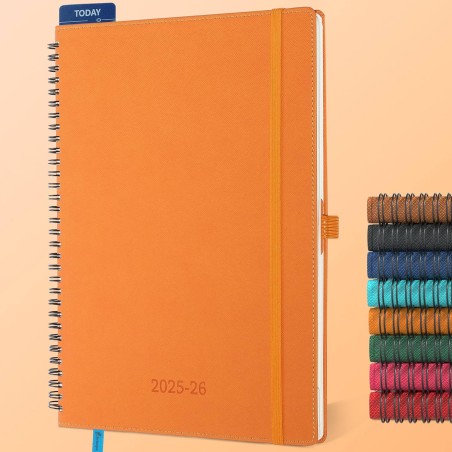 Agenda semainier 2025 2026, format A4 (29 x 21,7 cm), calendrier à livres sur 18 mois (juillet 2025 à décembre 2026), classeur à