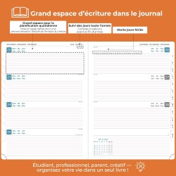 Agenda semainier 2025 2026, format A4 (29 x 21,7 cm), calendrier à livres sur 18 mois (juillet 2025 à décembre 2026), classeur à