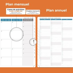 Agenda semainier 2025 2026, format A4 (29 x 21,7 cm), calendrier à livres sur 18 mois (juillet 2025 à décembre 2026), classeur à