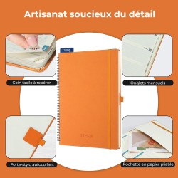 Agenda semainier 2025 2026, format A4 (29 x 21,7 cm), calendrier à livres sur 18 mois (juillet 2025 à décembre 2026), classeur à