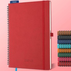 Agenda semainier 2025 2026, format A4 (29 x 21,7 cm), calendrier à livres sur 18 mois (juillet 2025 à décembre 2026), classeur à
