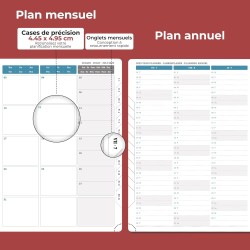 Agenda semainier 2025 2026, format A4 (29 x 21,7 cm), calendrier à livres sur 18 mois (juillet 2025 à décembre 2026), classeur à