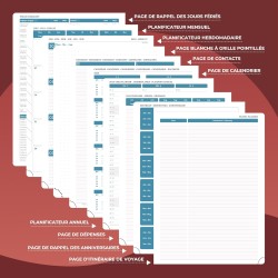 Agenda semainier 2025 2026, format A4 (29 x 21,7 cm), calendrier à livres sur 18 mois (juillet 2025 à décembre 2026), classeur à