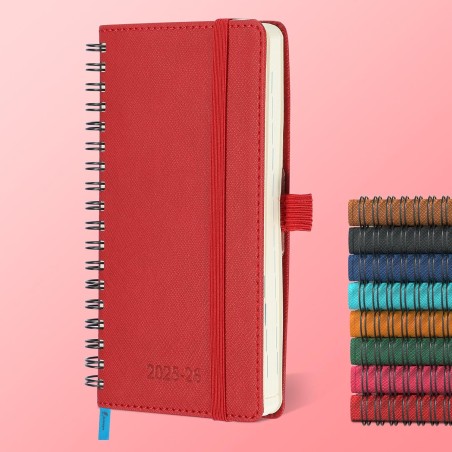 Agenda semainier 2025 2026, format A6 (16,6 x 9,7 cm), calendrier à livres sur 18 mois (juillet 2025 à décembre 2026), classeur 