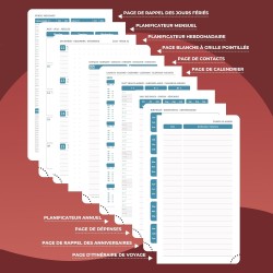 Agenda semainier 2025 2026, format A6 (16,6 x 9,7 cm), calendrier à livres sur 18 mois (juillet 2025 à décembre 2026), classeur 