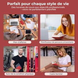 Agenda semainier 2025 2026, format A6 (16,6 x 9,7 cm), calendrier à livres sur 18 mois (juillet 2025 à décembre 2026), classeur 