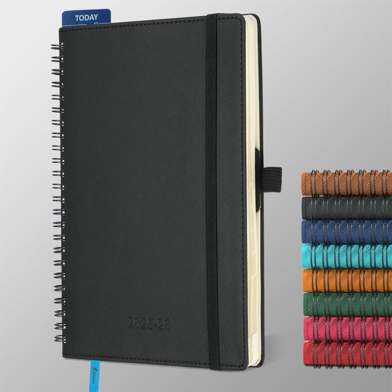 Agenda semainier 2025 2026, format A5 (21,9 x 16,4 cm), calendrier livre de 18 mois (juillet 2025 à décembre 2026), classeur à a