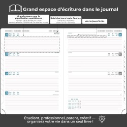 Agenda semainier 2025 2026, format A5 (21,9 x 16,4 cm), calendrier livre de 18 mois (juillet 2025 à décembre 2026), classeur à a