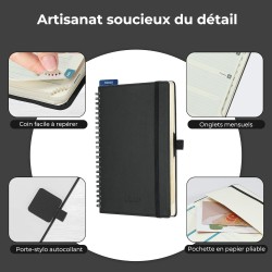 Agenda semainier 2025 2026, format A5 (21,9 x 16,4 cm), calendrier livre de 18 mois (juillet 2025 à décembre 2026), classeur à a