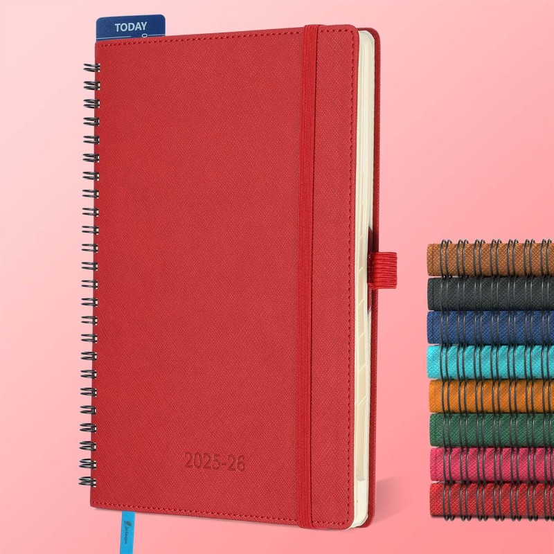 Agenda semainier 2025 2026, format A5 (21,9 x 16,4 cm), calendrier livre de 18 mois (juillet 2025 à décembre 2026), classeur à a