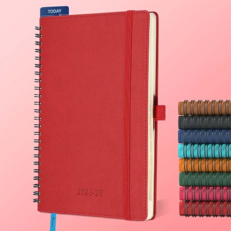 Agenda semainier 2025 2026, format A5 (21,9 x 16,4 cm), calendrier livre de 18 mois (juillet 2025 à décembre 2026), classeur à a