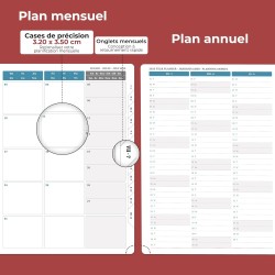 Agenda semainier 2025 2026, format A5 (21,9 x 16,4 cm), calendrier livre de 18 mois (juillet 2025 à décembre 2026), classeur à a