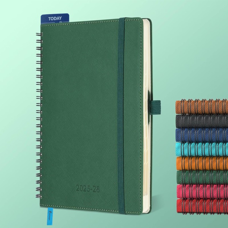 Agenda semainier 2025 2026, format A5 (21,9 x 16,4 cm), calendrier livre de 18 mois (juillet 2025 à décembre 2026), classeur à a