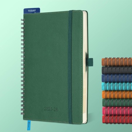 Agenda semainier 2025 2026, format A5 (21,9 x 16,4 cm), calendrier livre de 18 mois (juillet 2025 à décembre 2026), classeur à a