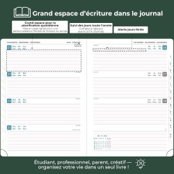 Agenda semainier 2025 2026, format A5 (21,9 x 16,4 cm), calendrier livre de 18 mois (juillet 2025 à décembre 2026), classeur à a