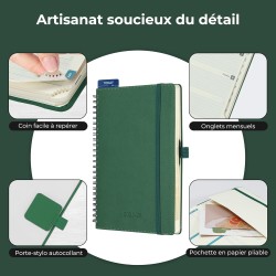 Agenda semainier 2025 2026, format A5 (21,9 x 16,4 cm), calendrier livre de 18 mois (juillet 2025 à décembre 2026), classeur à a