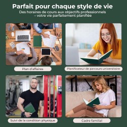 Agenda semainier 2025 2026, format A5 (21,9 x 16,4 cm), calendrier livre de 18 mois (juillet 2025 à décembre 2026), classeur à a