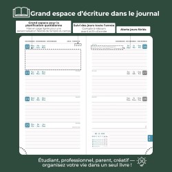 Agenda semainier 2025 2026, format A6 (16,6 x 9,7 cm), calendrier à livres sur 18 mois (juillet 2025 à décembre 2026), classeur 