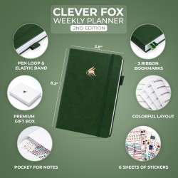 Clever Fox Planificateur 2e édition – Planificateur d'objectifs hebdomadaires et mensuels colorés, organiseur de gestion du temp