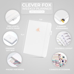 Clever Fox Planificateur 2e édition – Planificateur d'objectifs hebdomadaires et mensuels colorés, organiseur de gestion du temp