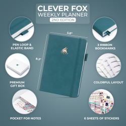 Clever Fox Planificateur 2e édition – Planificateur d'objectifs hebdomadaires et mensuels colorés, organiseur de gestion du temp