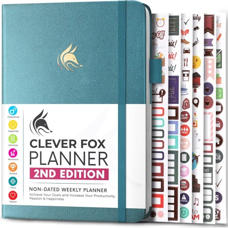 Clever Fox Planificateur 2e édition – Planificateur d'objectifs hebdomadaires et mensuels colorés, organiseur de gestion du temp