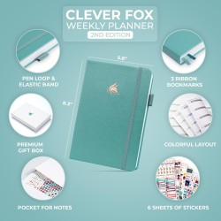 Clever Fox Planificateur 2e édition – Planificateur d'objectifs hebdomadaires et mensuels colorés, organiseur de gestion du temp
