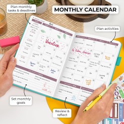Clever Fox Planificateur 2e édition – Planificateur d'objectifs hebdomadaires et mensuels colorés, organiseur de gestion du temp