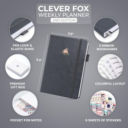 Clever Fox Planificateur 2e édition – Planificateur d'objectifs hebdomadaires et mensuels colorés, organiseur de gestion du temp