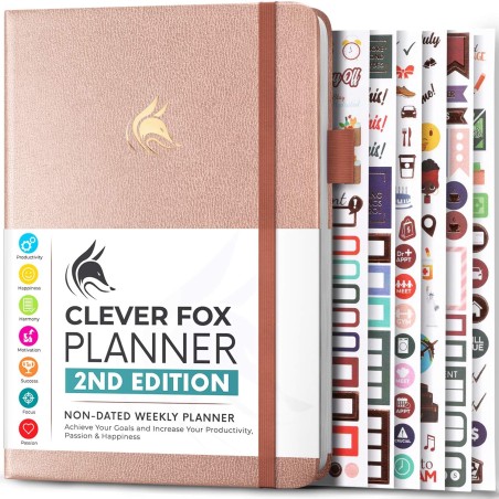 Clever Fox Planificateur 2e édition – Planificateur d'objectifs hebdomadaires et mensuels colorés, organiseur de gestion du temp