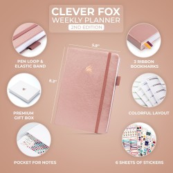 Clever Fox Planificateur 2e édition – Planificateur d'objectifs hebdomadaires et mensuels colorés, organiseur de gestion du temp