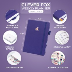 Clever Fox Planificateur 2e édition – Planificateur d'objectifs hebdomadaires et mensuels colorés, organiseur de gestion du temp